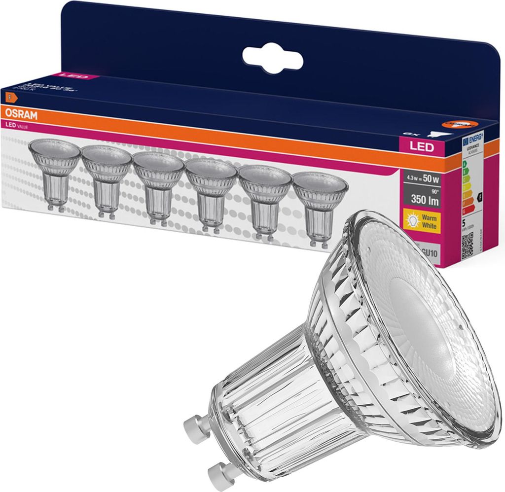 OSRAM LED žiarovka PAR16, 6 stück, GU10, 4,3 W, 350 lm, Obrázok produktu 