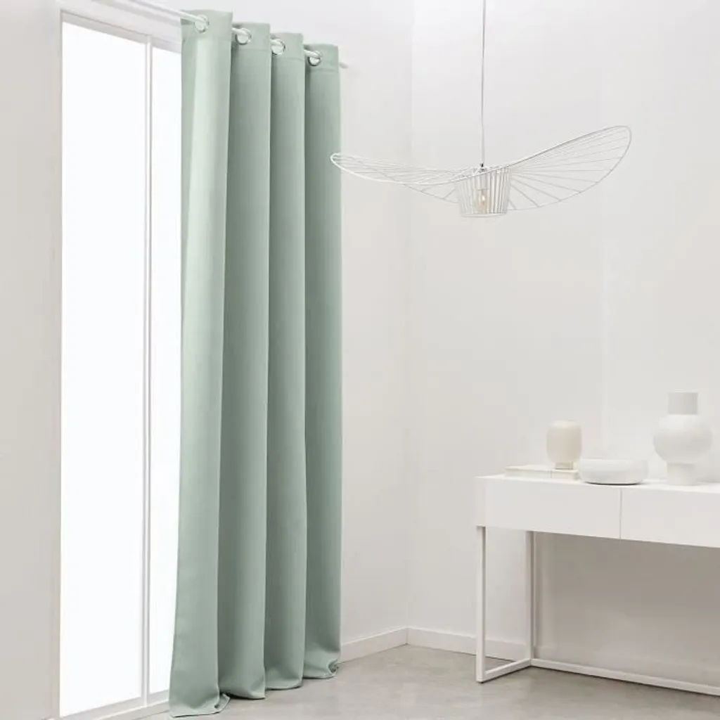 Rideau Today Occultant Polyester Vert Clair Uni 140x240cm à Œillets