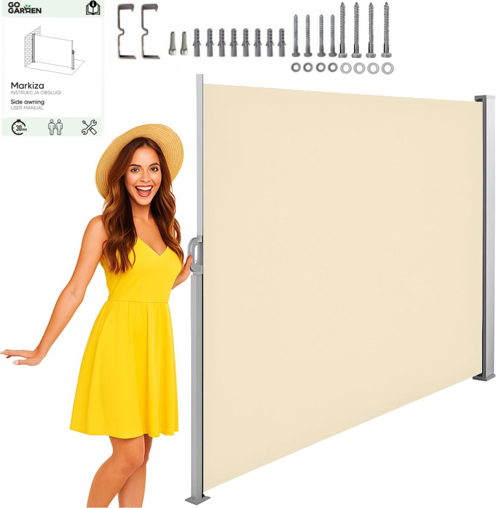Terrassenmarkise, Gartenrollo außen, Abdeckung, Seitenrollmatte GoGarden