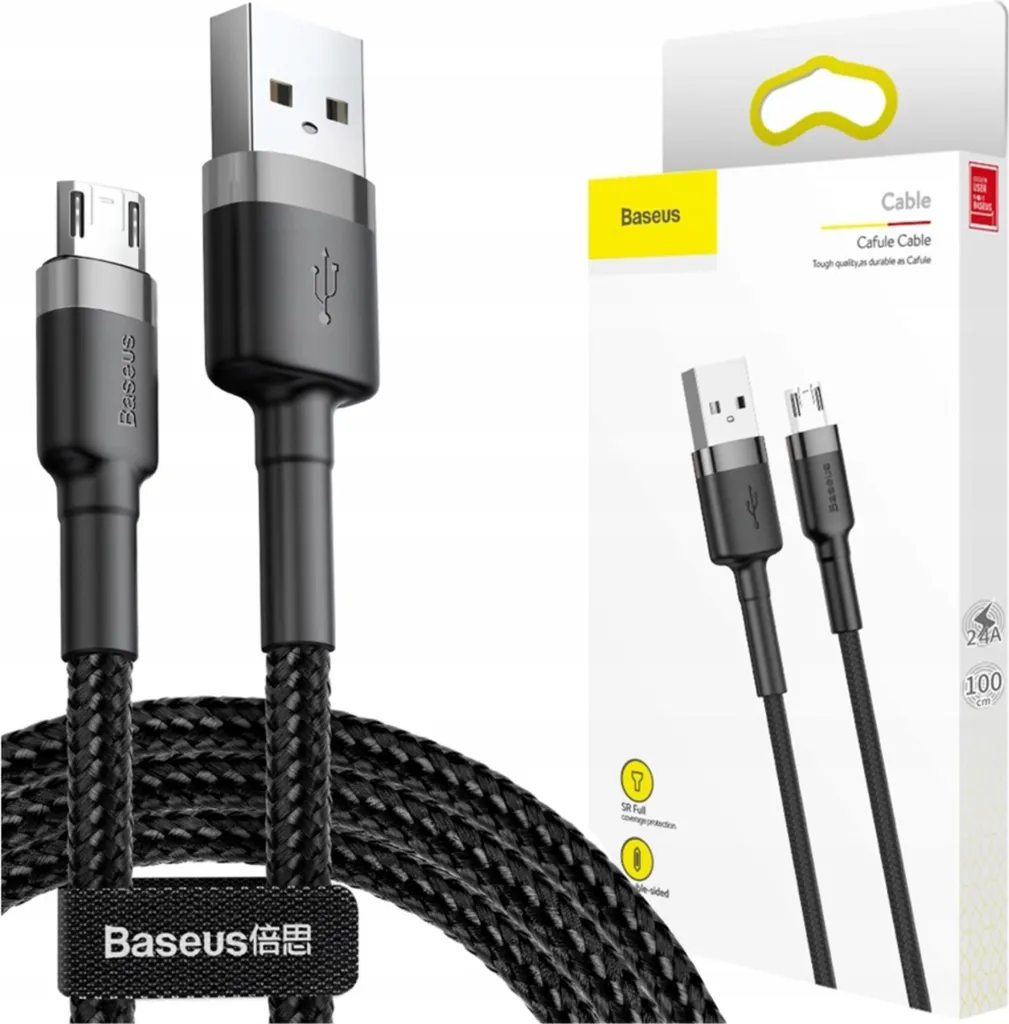 Cavo Usb Do Micro Usb Baseus Cafule 2.4A 1M (Szaro-Czarny)