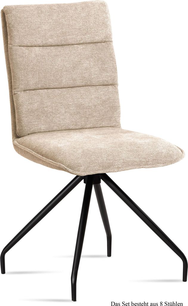 Esszimmerstuhl (8er-Set) Dianna 47x92x60 Schwarz/Natur