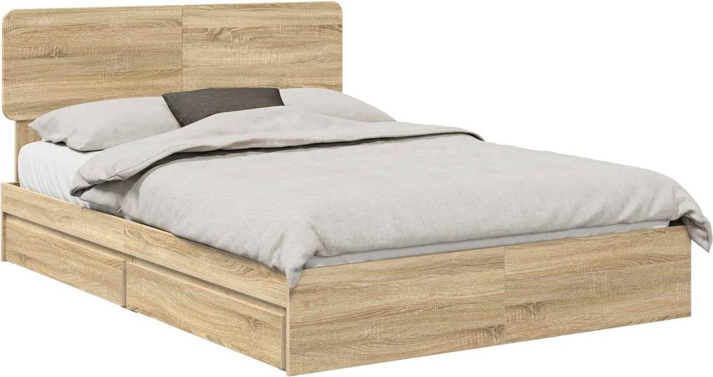 vidaXL Aufbewahrungsbett Sonoma-Eiche 140 x 200 cm Holzwerkstoff