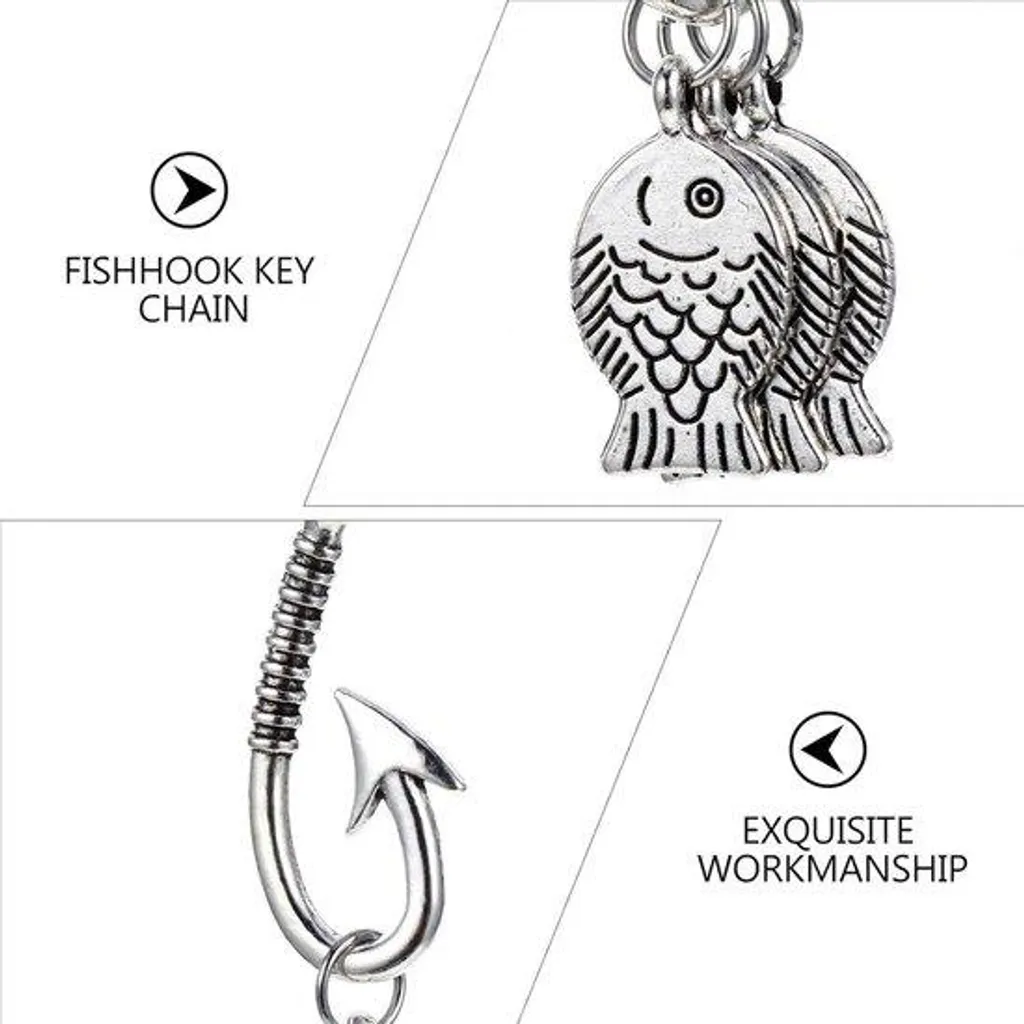 Porte-clefs poisson en métal argenté pour homme accessoire de mode