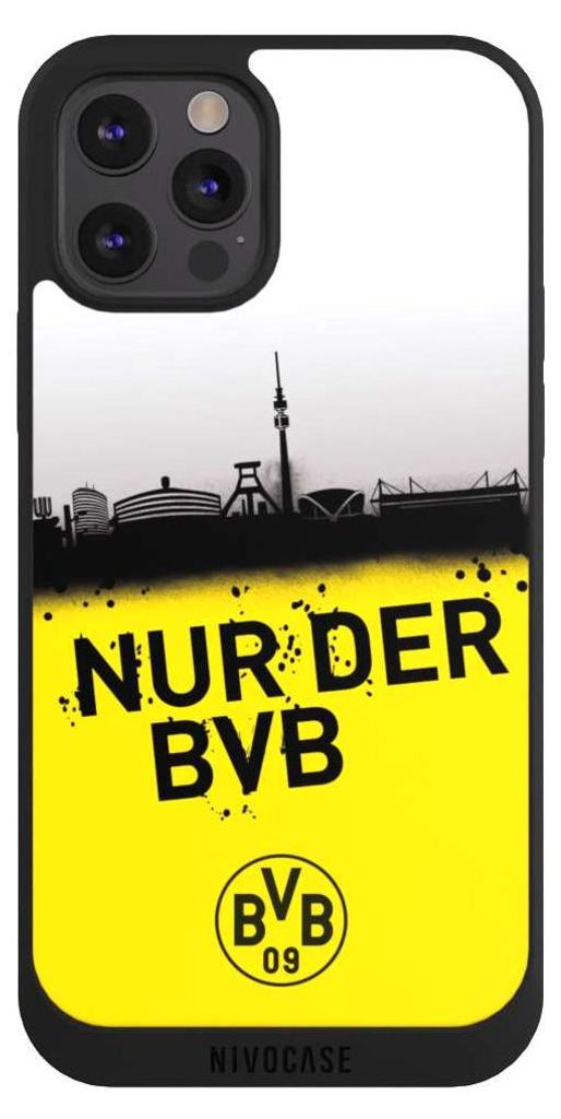 NIVOCASE Handyhülle für Apple iPhone 12 Pro Max Hülle NIVOpure Case Schwarz BVB Borussia Dortmund Statement