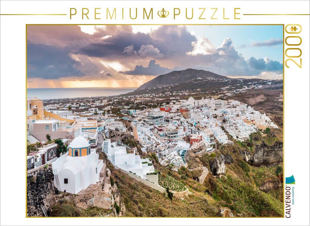 CALVENDO Puzzle Fira Santorini 2000 Teile Puzzle quer | 2000 Teile Lege-Größe 90x67cm Foto-Puzzle für glückliche Stunden