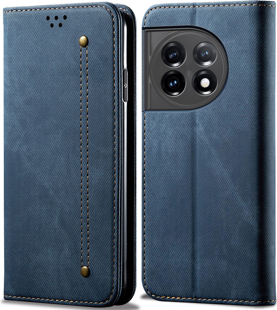 OnePlus 11 Hülle, Leder Brieftasche Flip Bookstyle Schutzhülle mit Standfunktion für OnePlus 11 Blau