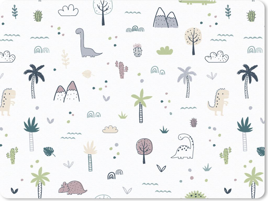 MuchoWow Mauspad Mousepad Dinosaurier - Bäume - Muster 40x30 cm - Mousepads - Maus Mat - Pad - Mausunterlage - Anti Rutsch