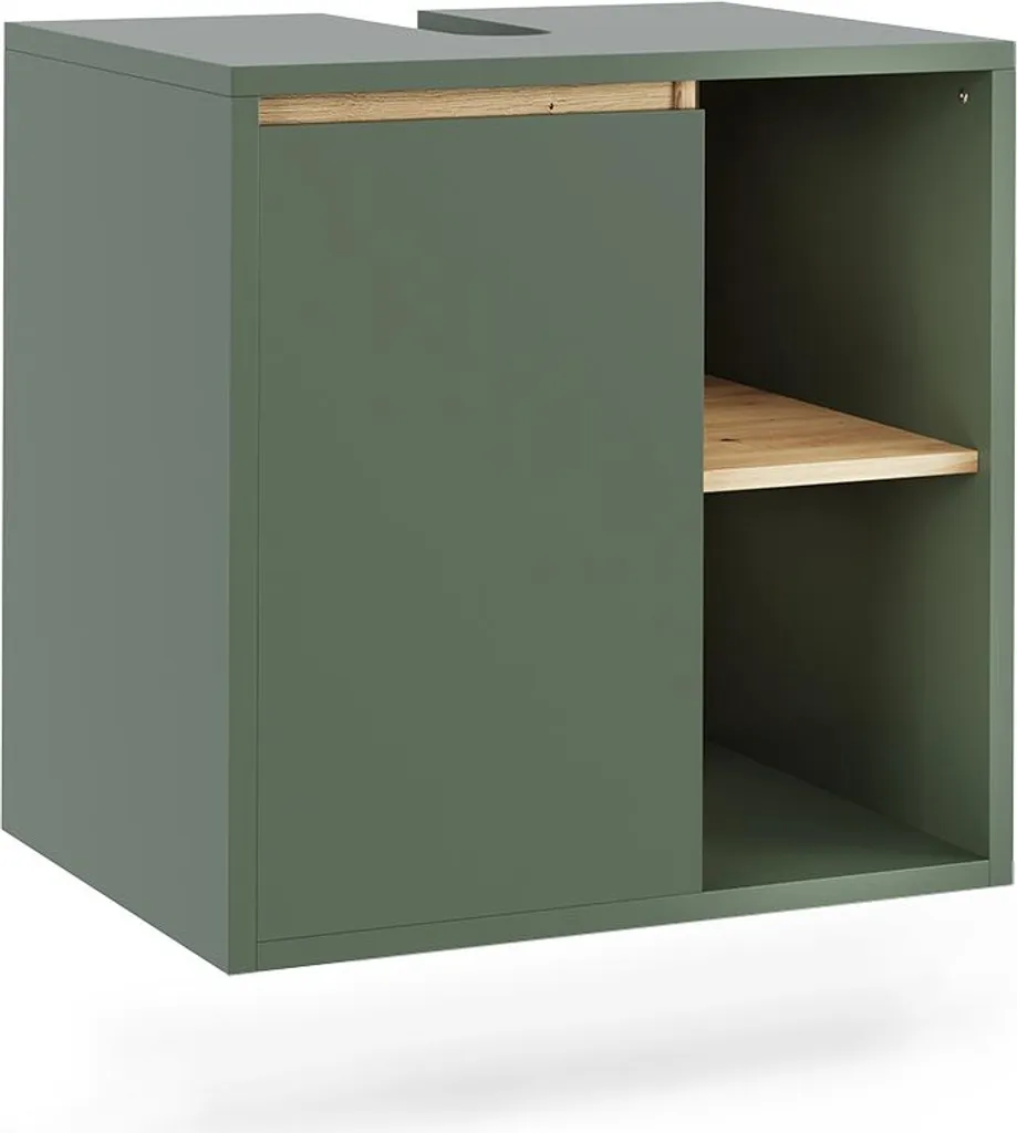 Vicco Mobiletto per lavabo Viola, 60 x 60 cm con ripiani aperti, Verde/Artigianale