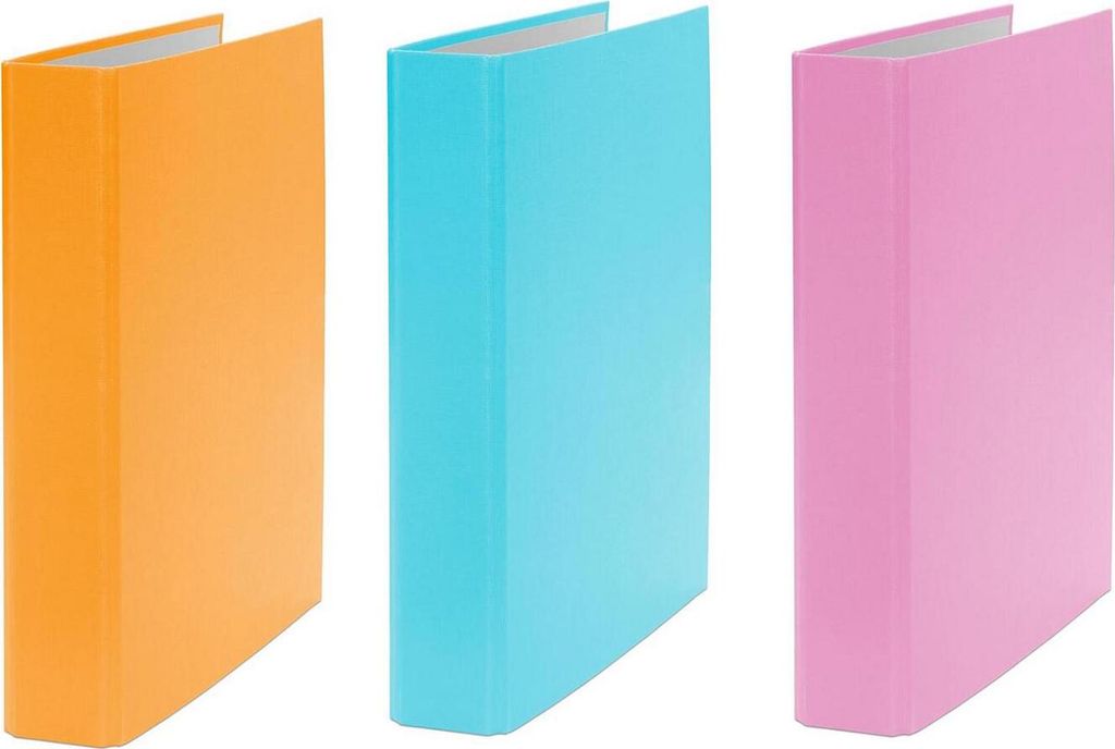 3x Ringbuch / DIN A5 / 2-Ring Ordner / Farbe: je 1x orange, türkis und pink