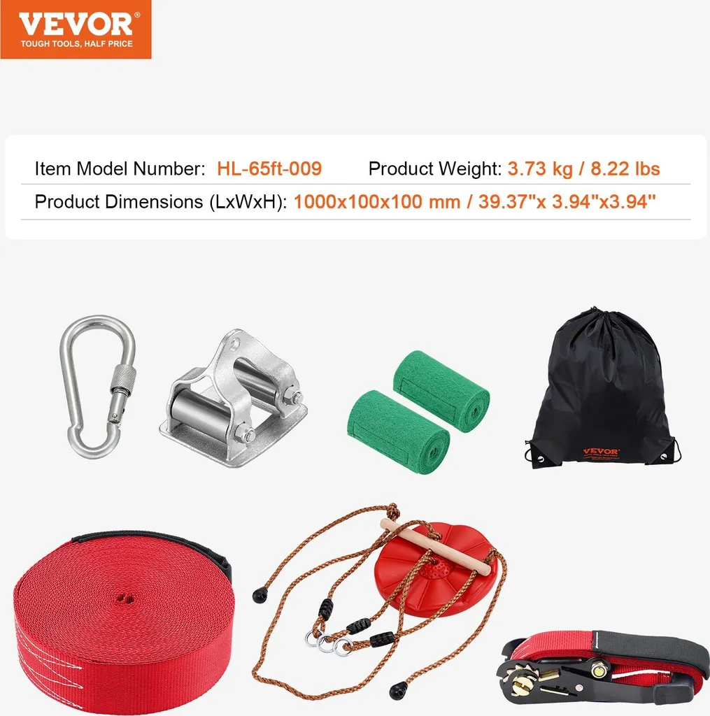Tyrolienne Extérieure Complète avec Harnais de Sécurité Nylon 20m - 7