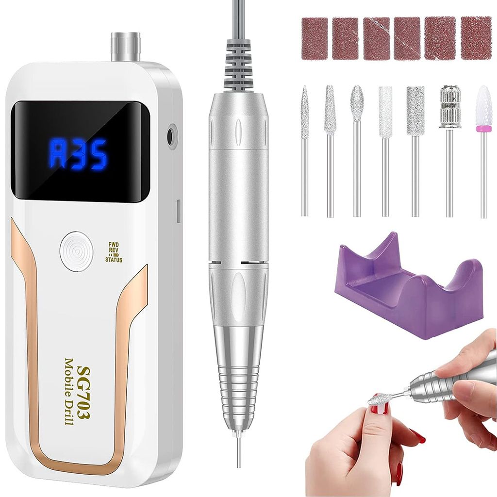 Maniküre-Pediküre-Set Nagelfräser für Gelnägel Nagelfräser, Elektrische Nagelfeile, Wiederaufladbare elektrische Nagelfeilenmaschine, 35000 U...