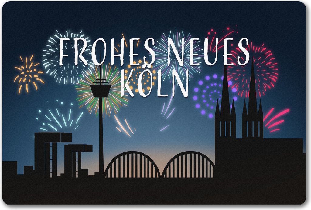 Frohes Neues Köln Fußmatte in 40x60 cm ohne Rand