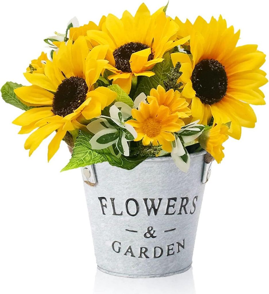 Künstliche Blumen, Sonnenblume Künstliche Pflanzen im Topf, Produktbild 