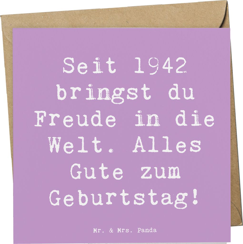 Mr. & Mrs. Panda Klappkarte Spruch 1942 Geburtstag Freude - Lavendeltraum - Geschenk, anlasskarte, doppelkarte, Alter, Seit, Feier, faltkarte, Gebu...