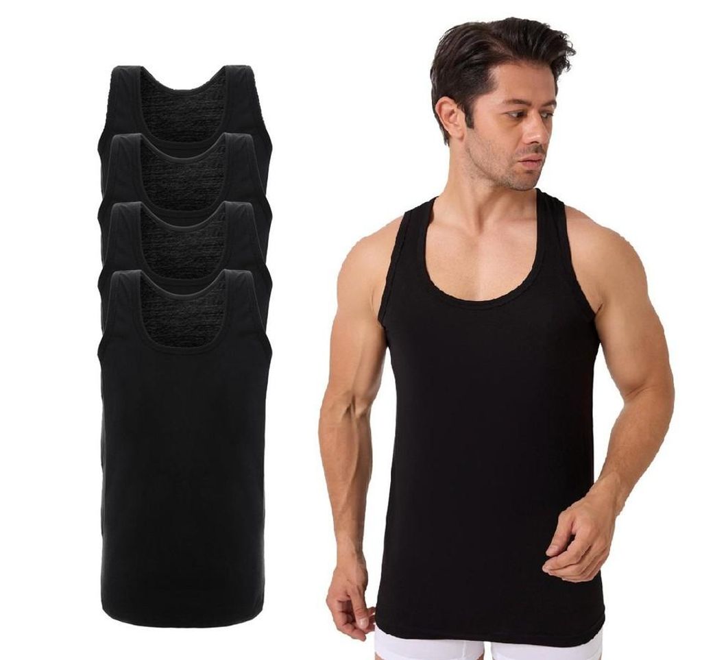 4er Pack Herren Unterhemd Achselhemd Tanktop 100% Baumwolle Produktbild 