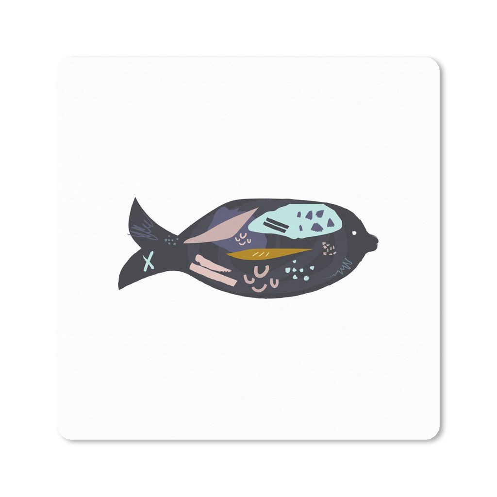 MuchoWow Mauspad Mousepad Pastell - Schwarz - Fisch 30x30 cm - Mousepads - Maus Mat - Pad - Mausunterlage - Gaming