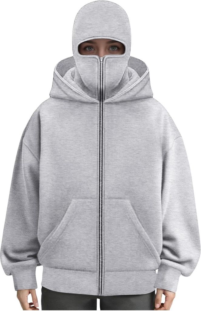 ASKSA Balaclava Zip Hoodie Men Women Unicoloured Hoodie Obrázek produktu 
