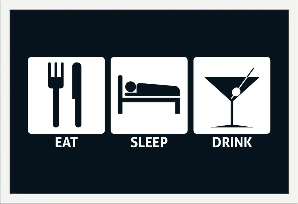 Poster Encadré Shinsuke Eat Sleep Drink avec Vitre Acrylique Haute Clarté