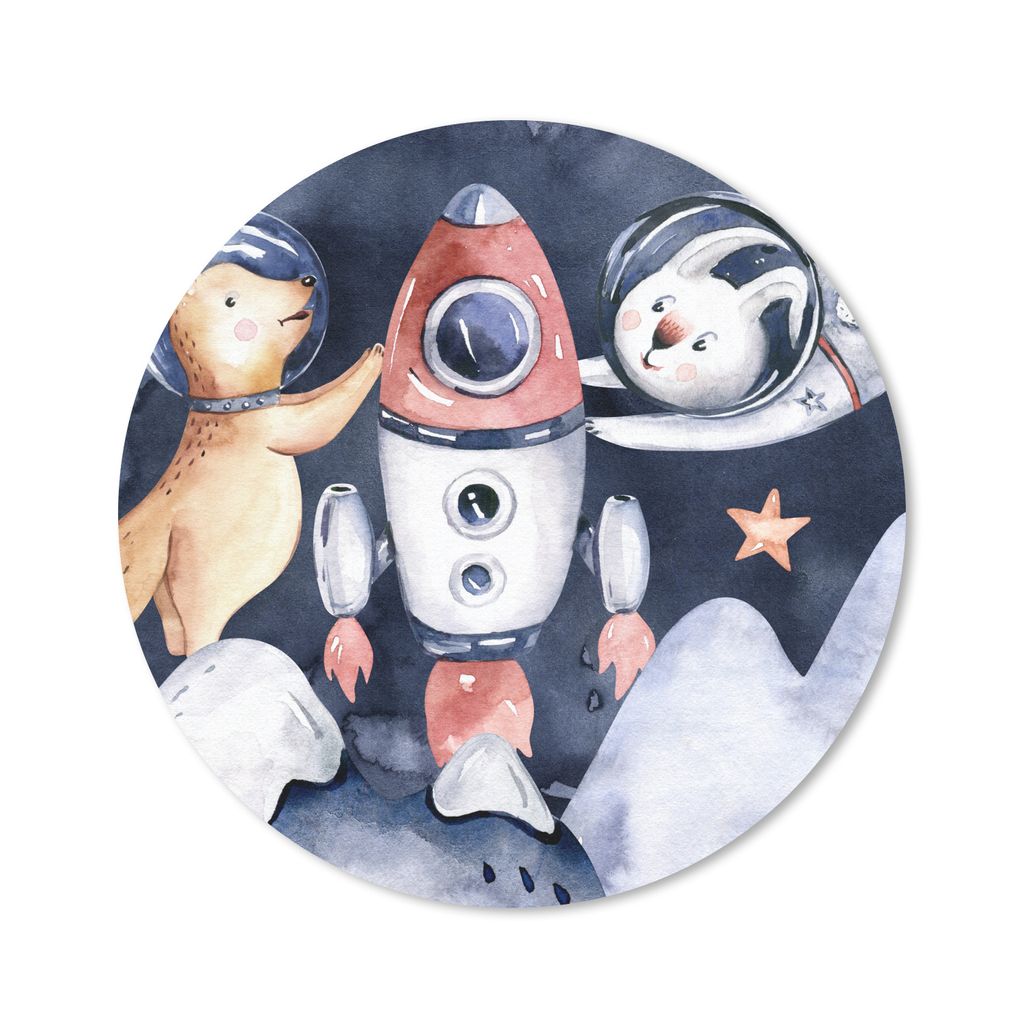 MuchoWow Mauspad Mousepad Weltraum - Rakete - Kaninchen - Jungen - Mädchen - Kinder 30x30 cm - Mousepads - Maus Mat - Pad - Mausunterlage - Tisc...
