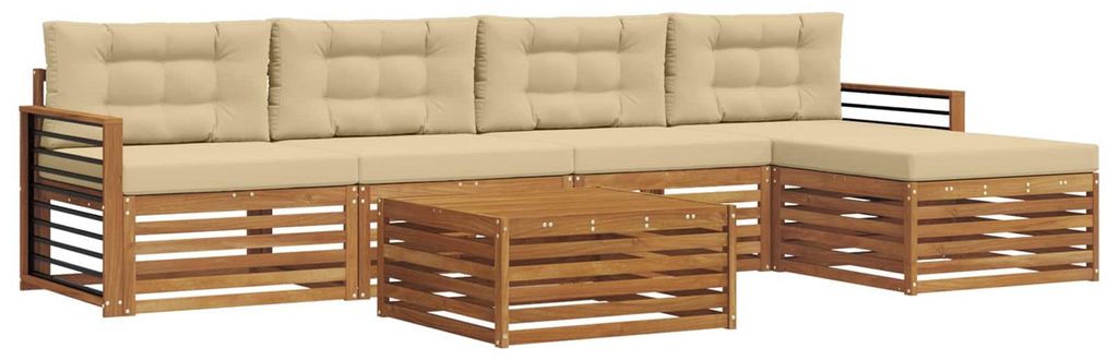 vidaXL Outdoor-Sofagarnitur mit Kissen 6 pcs Natur und Beige