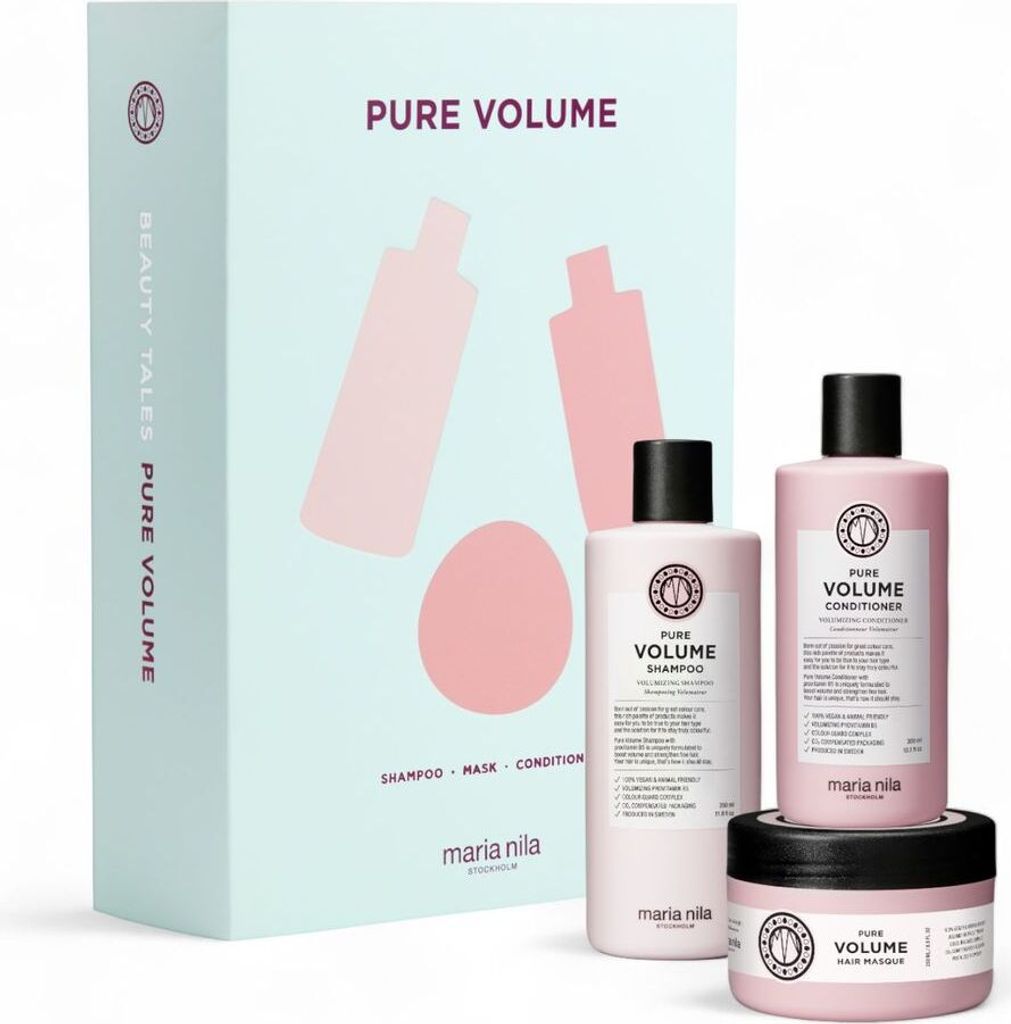 Maria Nila Pure Volume Holiday Box - Shampoo 350 ml + Conditioner 300 ml + Mask 250 ml