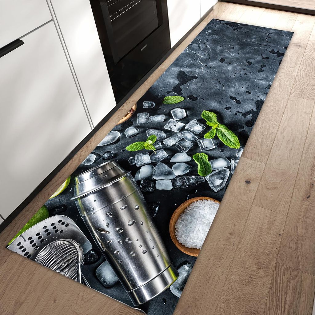 Küchenteppich 80x250cm rutschfest & abwischbar PVC Läufer - Cocktail Zutaten