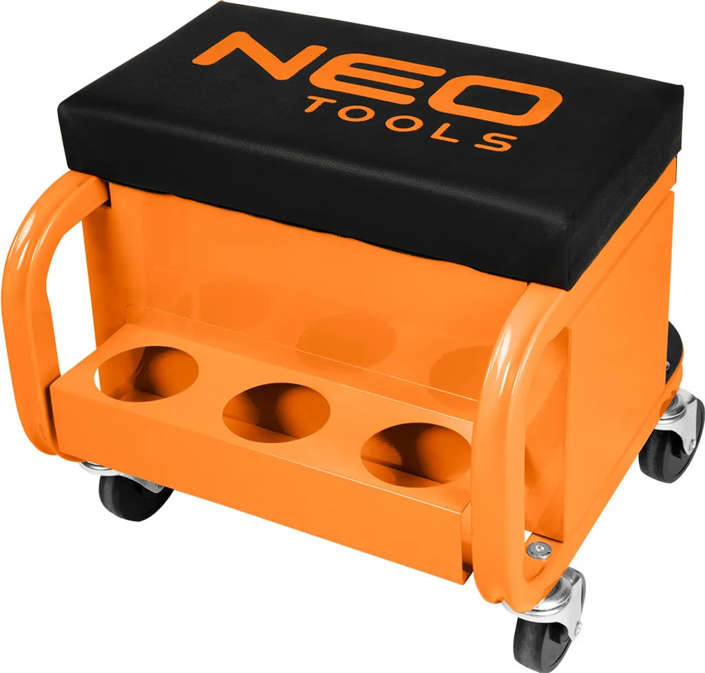 Siège d'atelier à roulettes NEO TOOLS avec tablette porte-outils acier