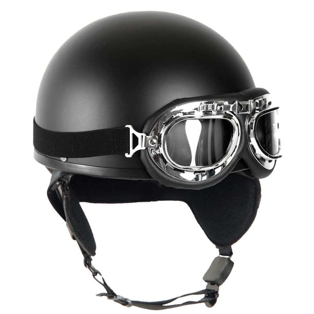 Mil-Tec casque, demi-coque avec lunettes, noir Image du produit 