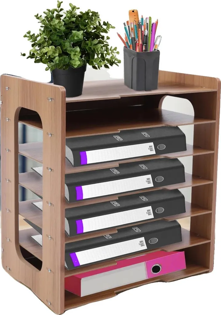 Organisateur de fichiers 7 couches en bois haute densité - 36x25x38,5 cm