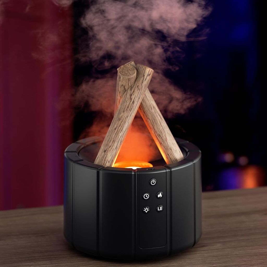 Aroma Diffusor Ätherische Öle Luftbefeuchter 250ml Duftöl Diffusor Fernbedienung Lagerfeuerform mit warmem Licht und bunten Lichtern Geschenke