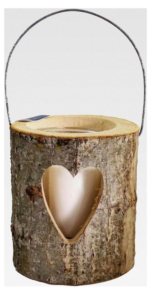 Holz Deko Laterne mit Herz – Größe L – Natürliches Design mit großem Lichtmoment