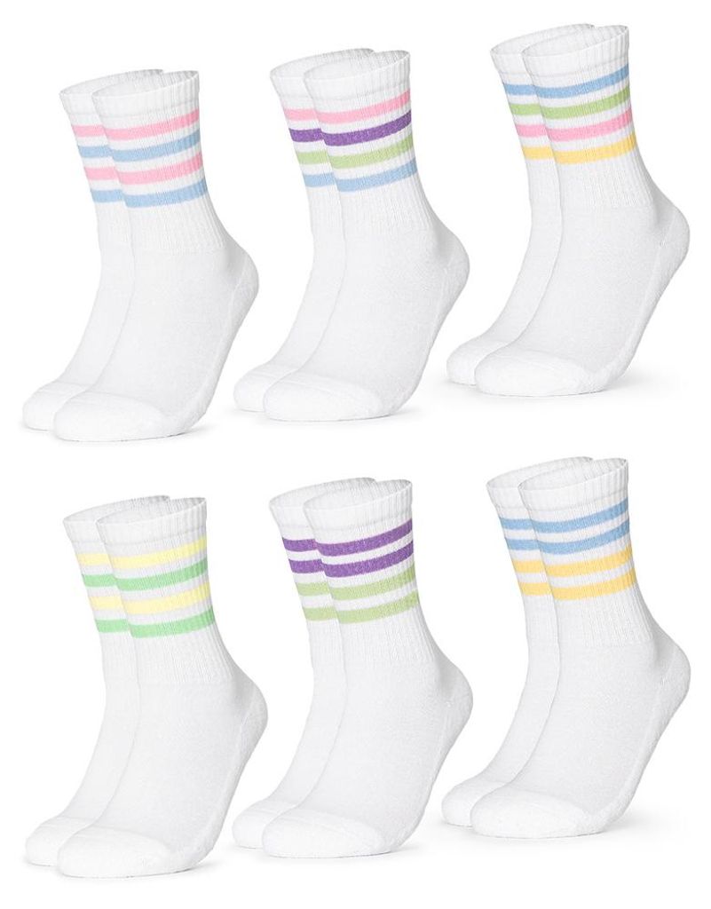 Occulto Damen Retro Tennis Socken 6er Pack (Modell: Steffi)