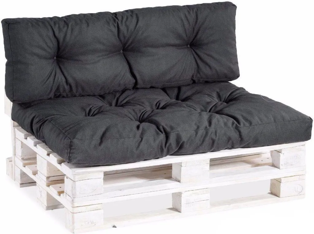 Coussin de canapé de jardin pour palettes, assise matelassée noire
