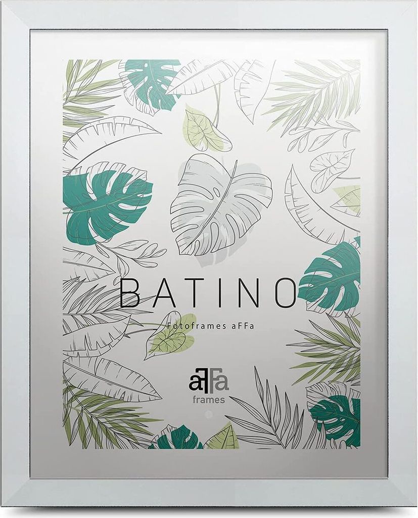 aFFa frames, Batino, Bilderrahmen aus Holz, Hell, Rechteckig, mit Acrylglasfront, HDF-Hintergrund, Weiß, 40x50 cm