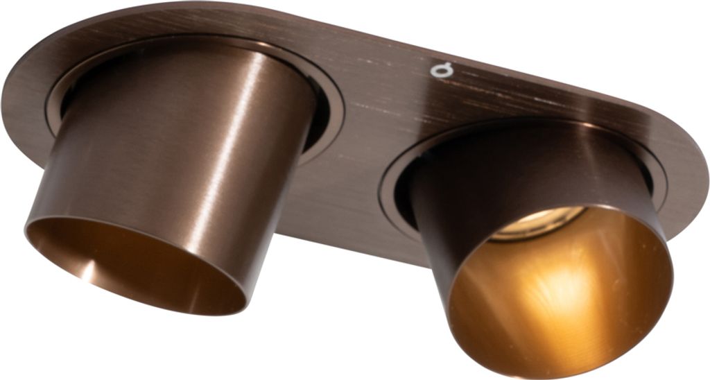 QAZQA - Modern Runder Einbau-Strahler Dunkelbronze GU10 50mm 2-flammig - Installa I Wohnzimmer I Schlafzimmer - Metall Rund - LED geeignet GU10