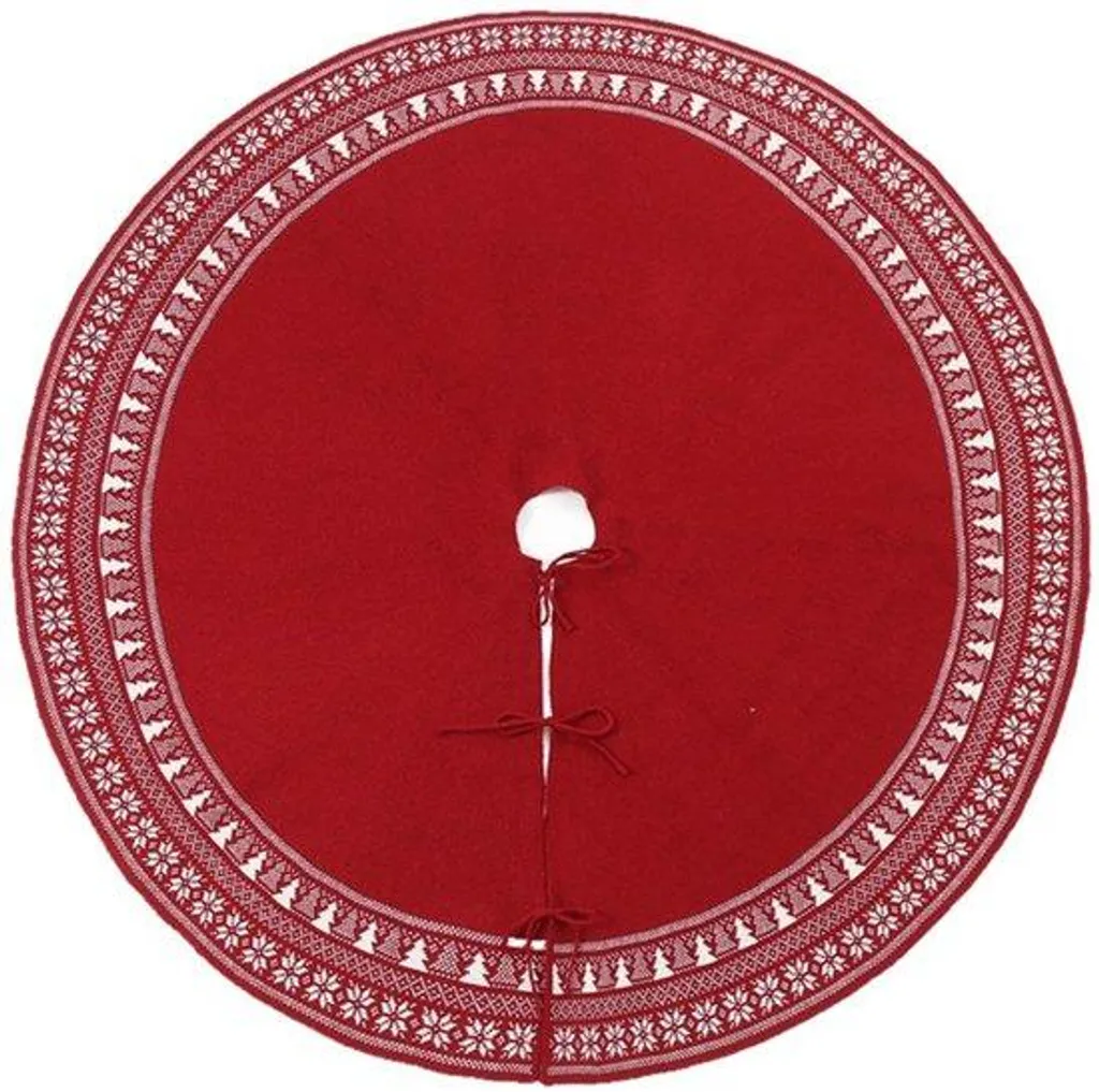 Jupe de sapin de Noël rouge 122 cm, tapis tissé traditionnel décoratif