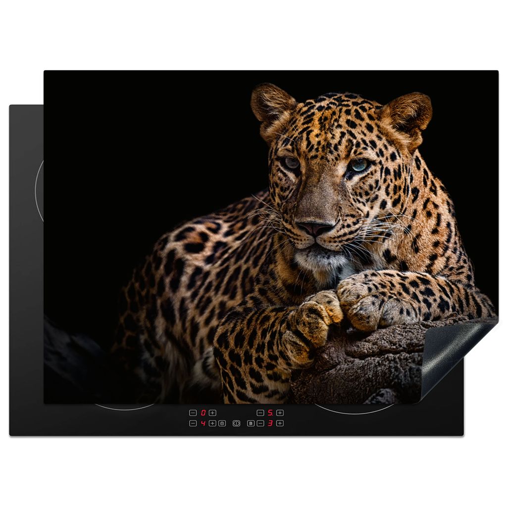 KitchenYeah Herdabdeckplatte Wildtiere - Panther - Porträt - Schwarz - Tiere , 70x52cm, Küche Deko, Glaskeramikkochfeld Herdabdeckung, Abdeckpl...