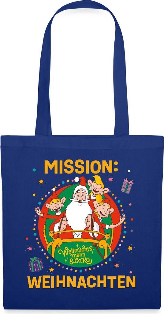 Spreadshirt Weihnachtsmann & Co. KG Mission Weihnachten Stoffbeutel, One size, Royalblau