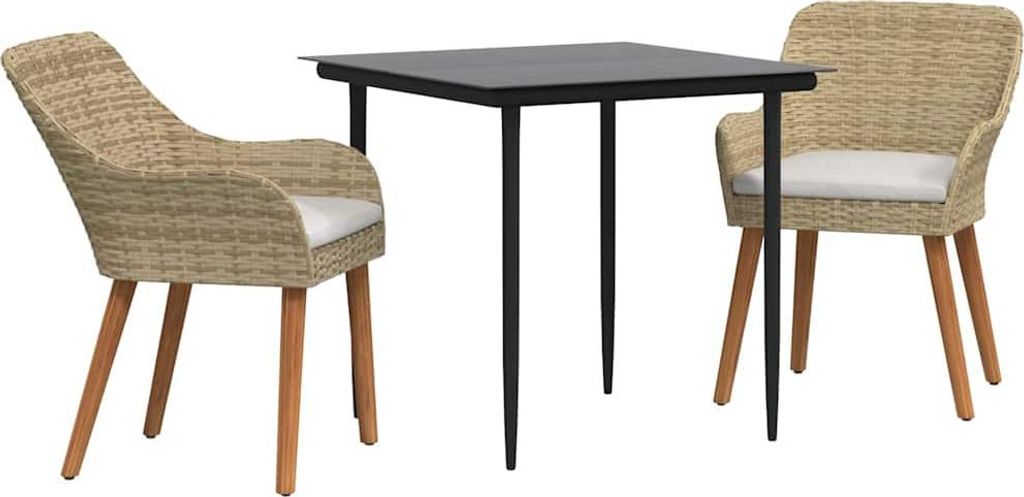Garten Essgruppe mit Kissen 3 pcs Beige Poly-Rattan