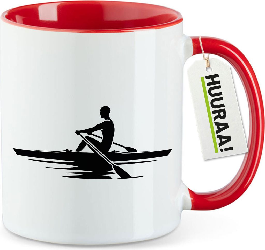 Huuraa Kaffeetasse Rudern Rowing 330ml Rot Keramik Kaffeebecher Geschenkidee