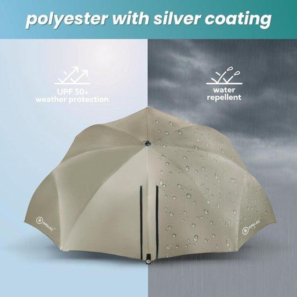 Strandsonnenschirm mit Seitenfenster und Windschutz - UV-beständig Polyester - Kaki