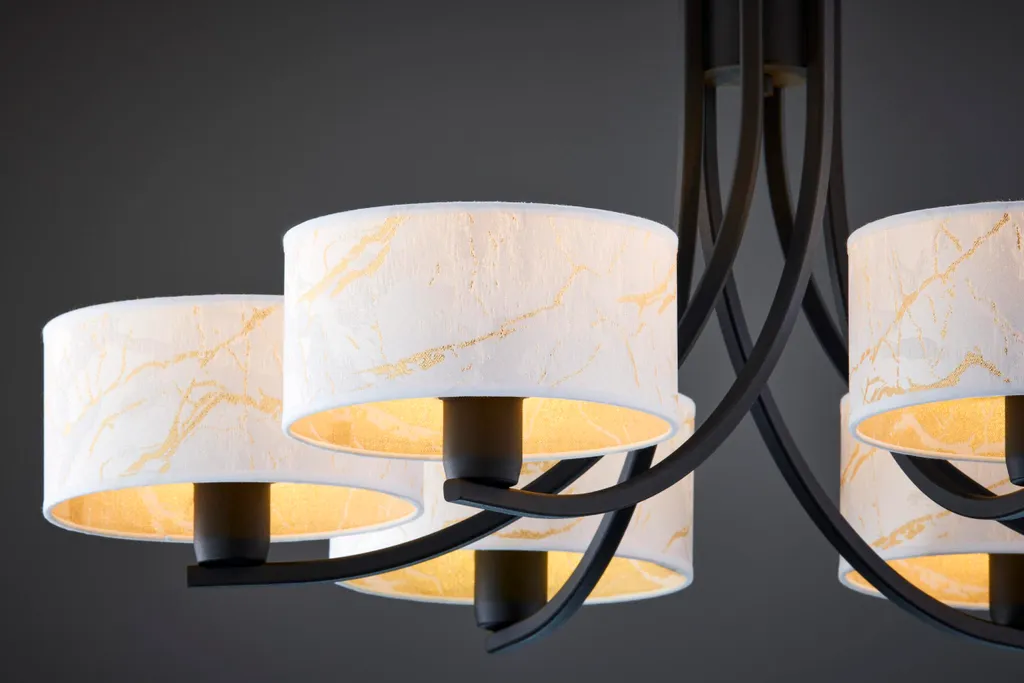 Lustre métal doré et noir ARTHUR - Éclairage 6 bras E27 par Jupiter - 7