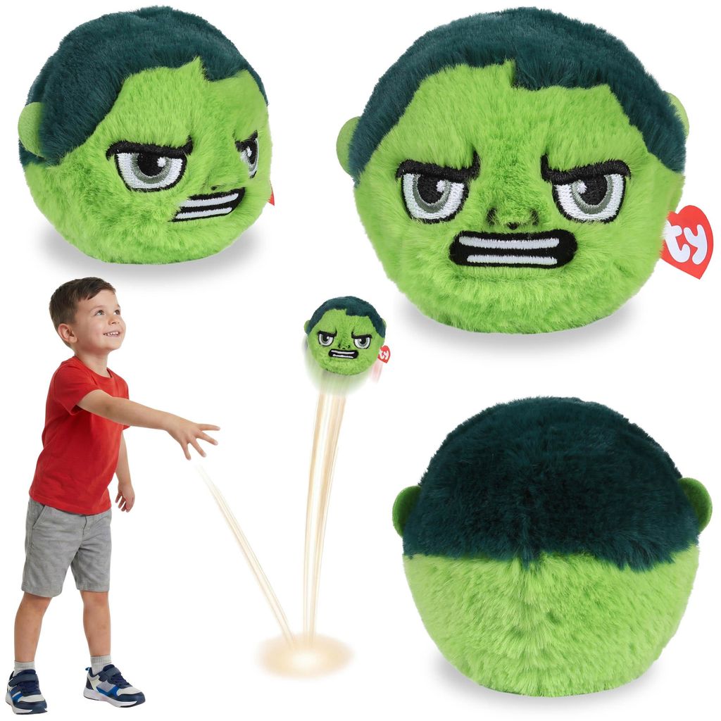 TY Marvel Hulk Plüschball – hüpfendes Maskottchen, Beanie Bouncers, Geschicklichkeitsspielzeug, 10 cm