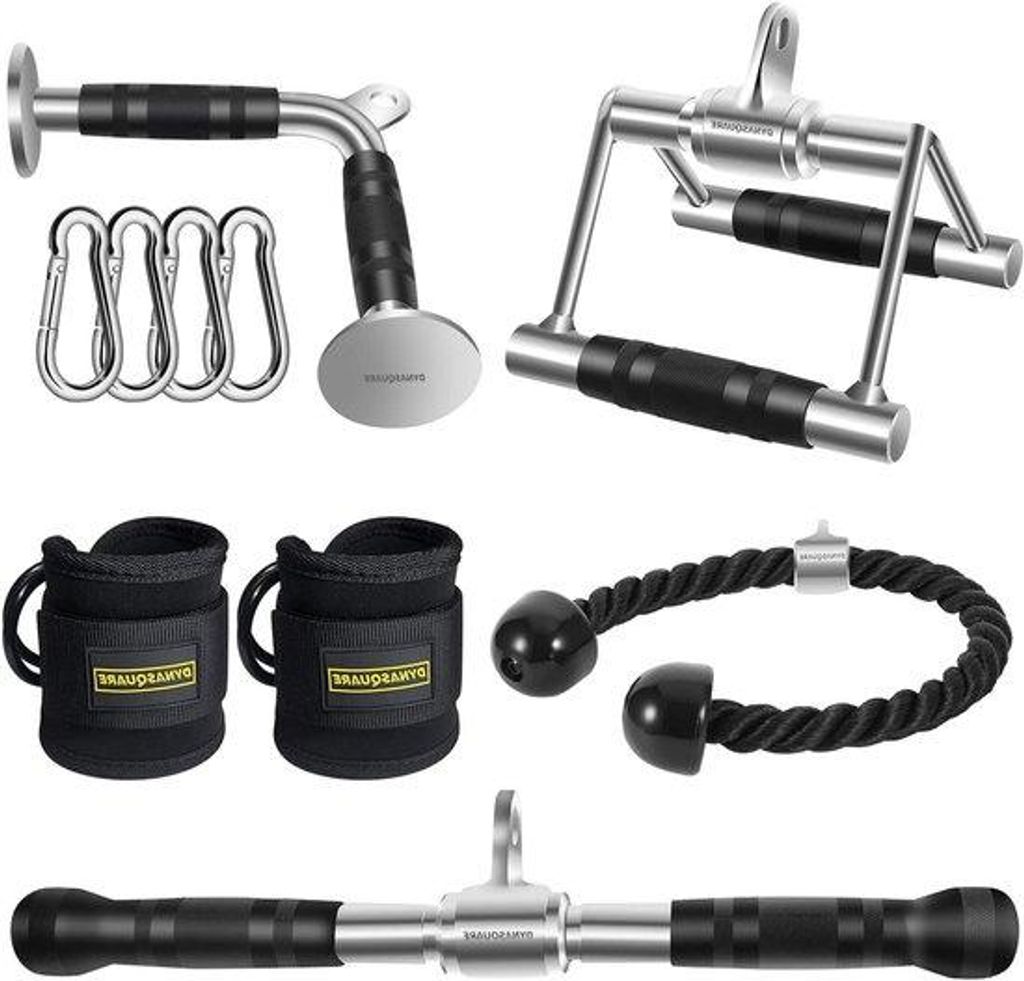 Fitness-Kabel-Set mit 5 Teilen - Vielseitige Beugungen - Heimtraining - Schwarz/Chrom