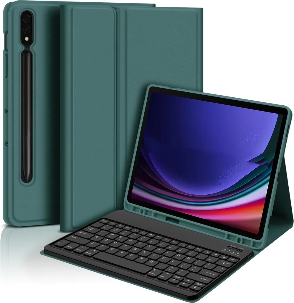 Custodia Tastiera Bluetooth per Samsung Tab S10 FE Plus 13.1" Verde