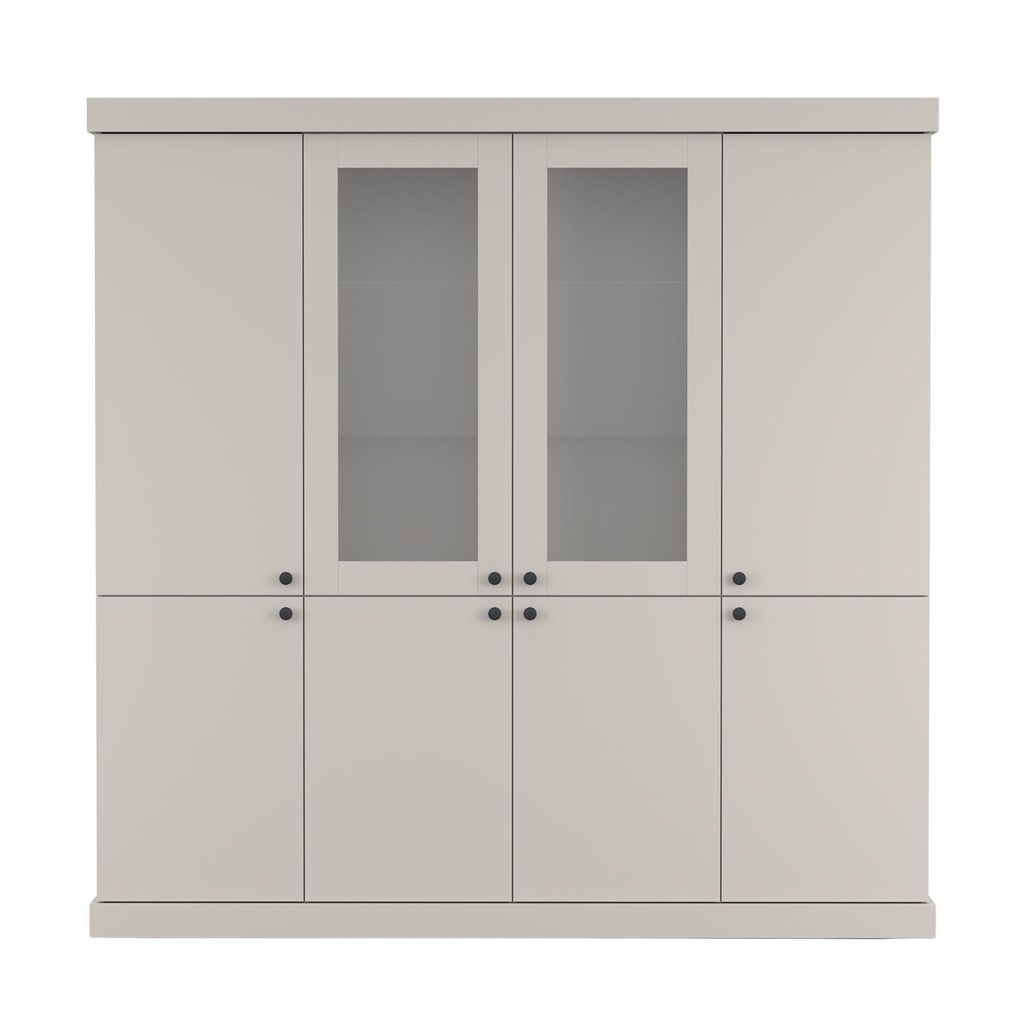 Vitrine FOREST 8D, Vitrine mit acht Drehtüren Wohnzimmer Vitrinenschrank 183 cm Kaschmir/Kaschmir