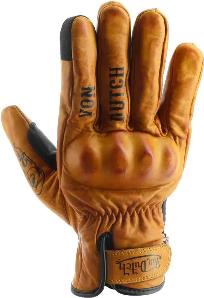 Gants de moto femme en cuir marron Von Dutch Flash - Protection et Style