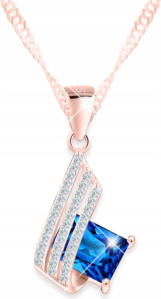 Offerta Collana Ali Argento 925 Placcata Oro Zirconi Blu Cristalli