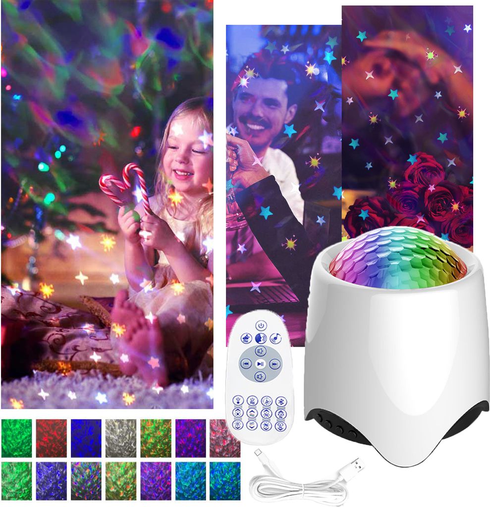 LED-Sternenwellen 16 Szenen Galaxie-Projektor， Bluetooth Produktbild 