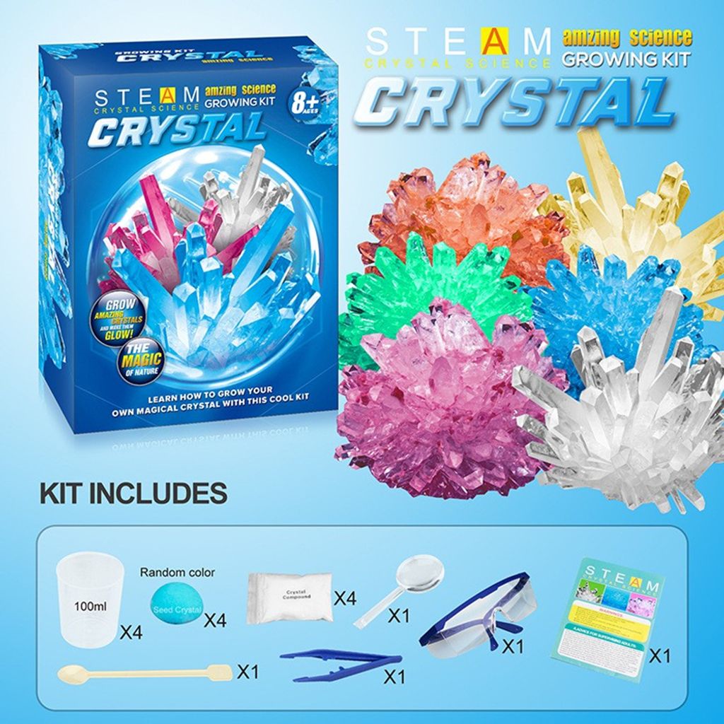 Kristallzucht Science Set für Kinder(4 Kristall) – Geschenke für wissenschaftliche Experimente – DIY Discovery STEM Toys Kristallzucht-Labor ...